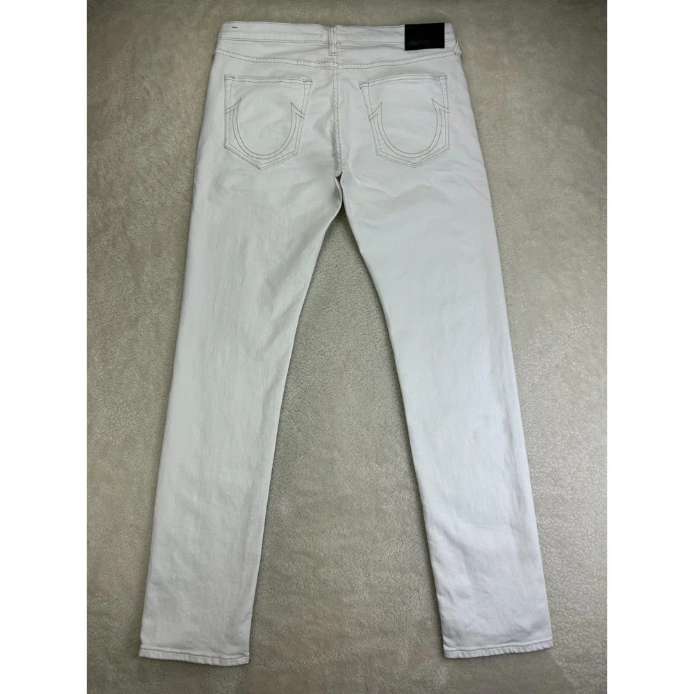 NWT True Religion Rocco Skinny Jeans Mens 33 White Relaxed Fit Stretch 